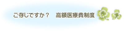 ご存じですか？高額医療費制度